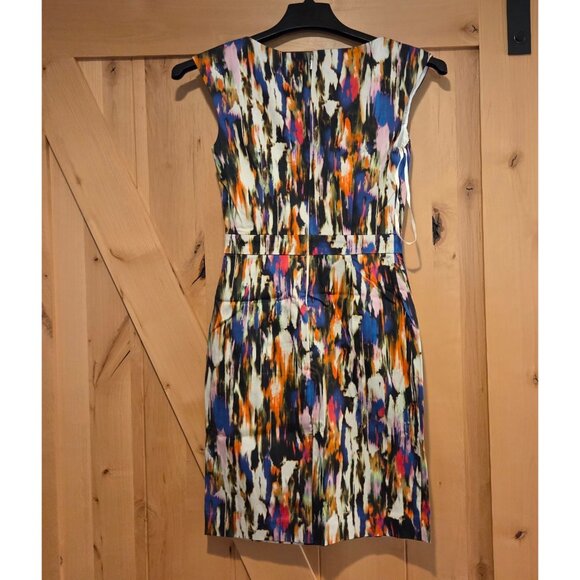 New! French Connection Size 2 Sheath Mini Dress Watercolor Artsy Sleeveless - Picture 4 of 16
